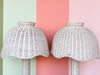 Pair of Scalloped Wicker Lamps