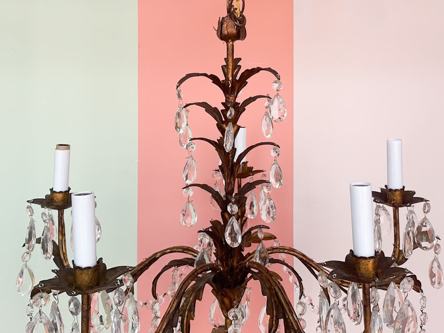 Italian Gilt and Crystal Chandelier
