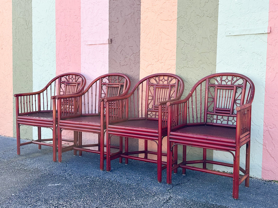 Brighton Style Red Rattan Dining Set