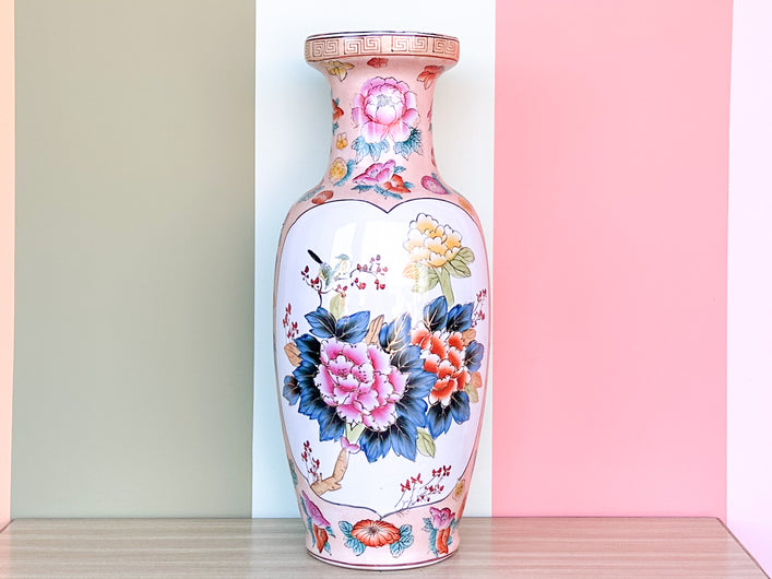 Colorful Large Chinoiserie Vase