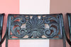 Set of Four Shell Motif Cast Iron Chairs