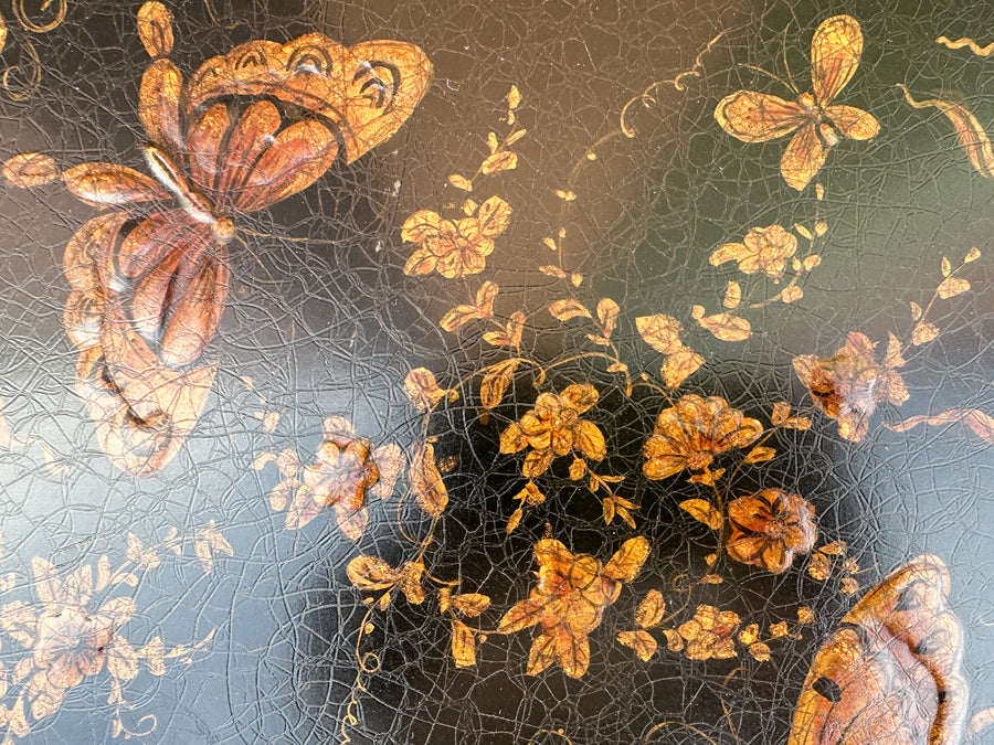 Theodore Alexander Chinoiserie Tortoiseshell Rattan Coffee Table