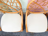 Set of Six McGuire Style Cracked Ice Rattan Dining Chairs