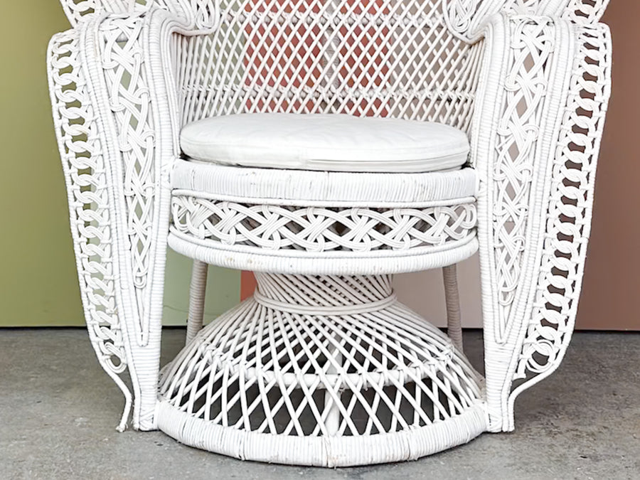 White Rattan Peacock Chair