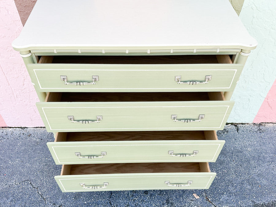 Seafoam Faux Bamboo Tall Chest