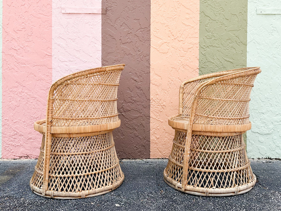 Pair of Island Style Buri Rattan Chairs