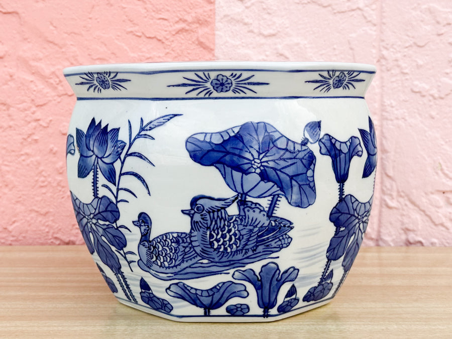Pair of Blue and White Cachepots