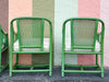 Set of Four Green Ficks Reed Rattan and Cane Chairs