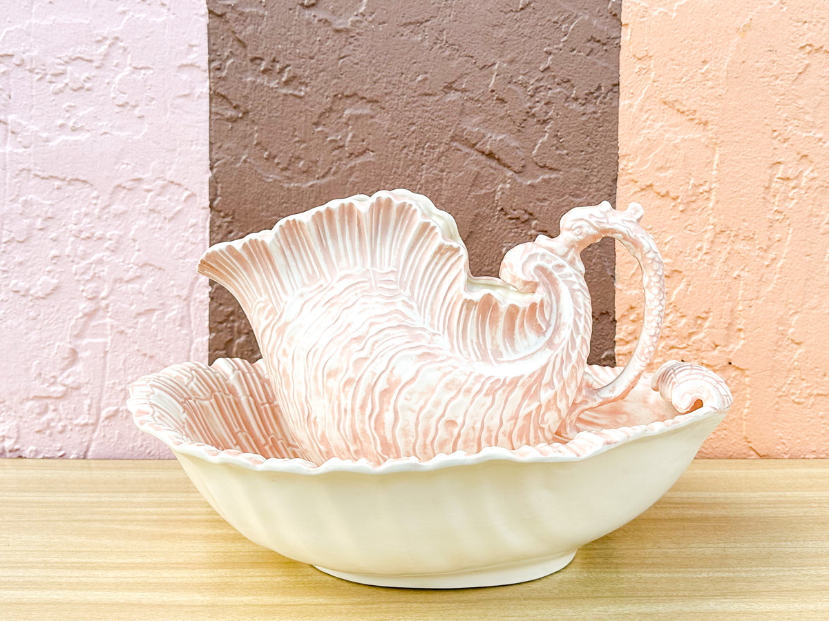 Shell Chic Ceramic Bowl and Pitcher