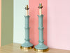 Pair of Seafoam Roche Style Lamps
