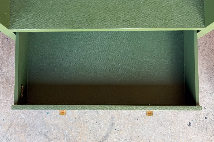 Pair of Modern Painted Linen Wrapped Nightstands