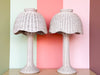 Pair of Scalloped Wicker Lamps