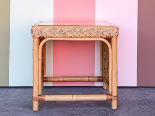 Braided Rattan Side Table