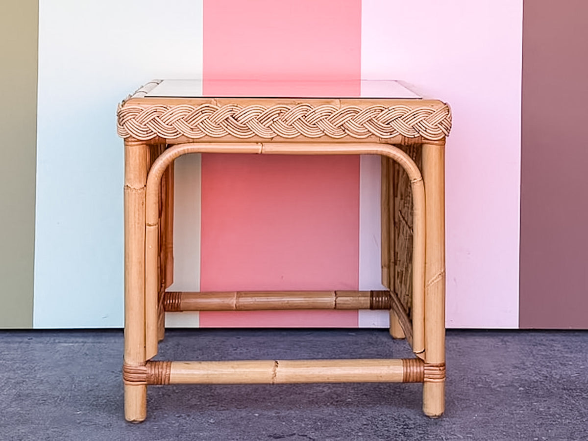 Braided Rattan Side Table