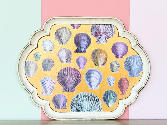 Large Regency Chic Scallop Shell Decoupage Tray