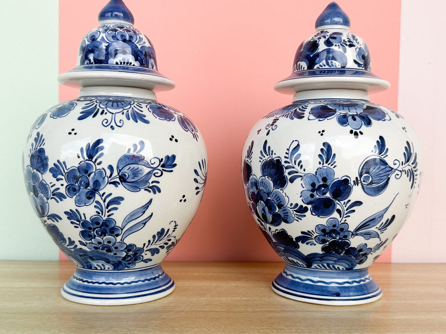 Pair of Blue and White Delft Ginger Jars