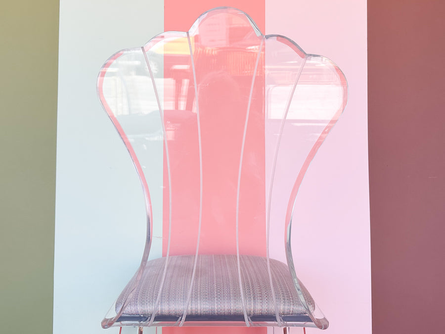Set of Four Lucite Shell Back Chairs