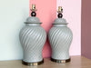 Pair of Seafoam Swirl Lamps