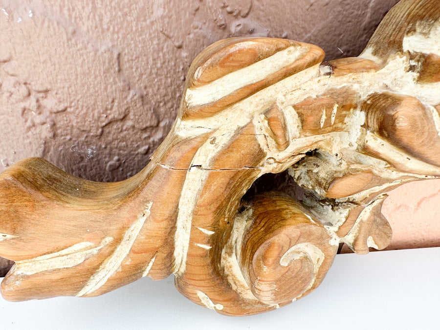 Pair of Wood Carved Shell Motif Wall Art