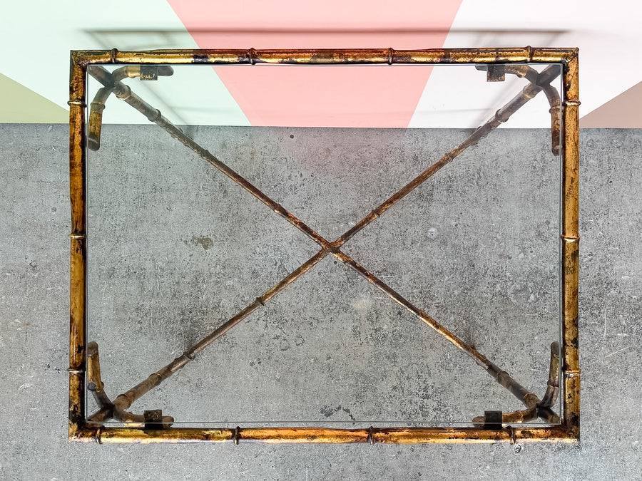 Gilt Faux Bamboo Fretwork Side Table