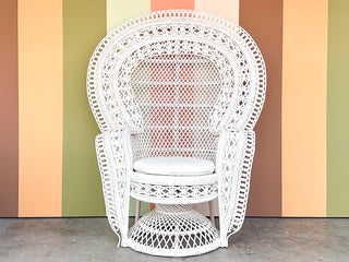 White Rattan Peacock Chair