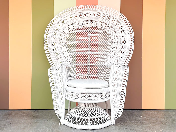 White Rattan Peacock Chair