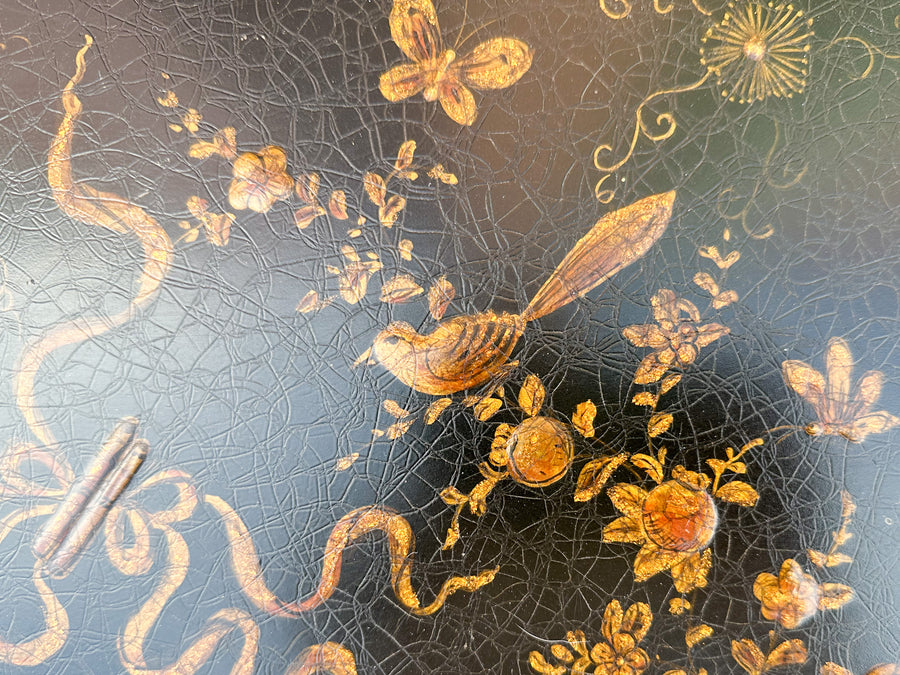 Theodore Alexander Chinoiserie Tortoiseshell Rattan Coffee Table