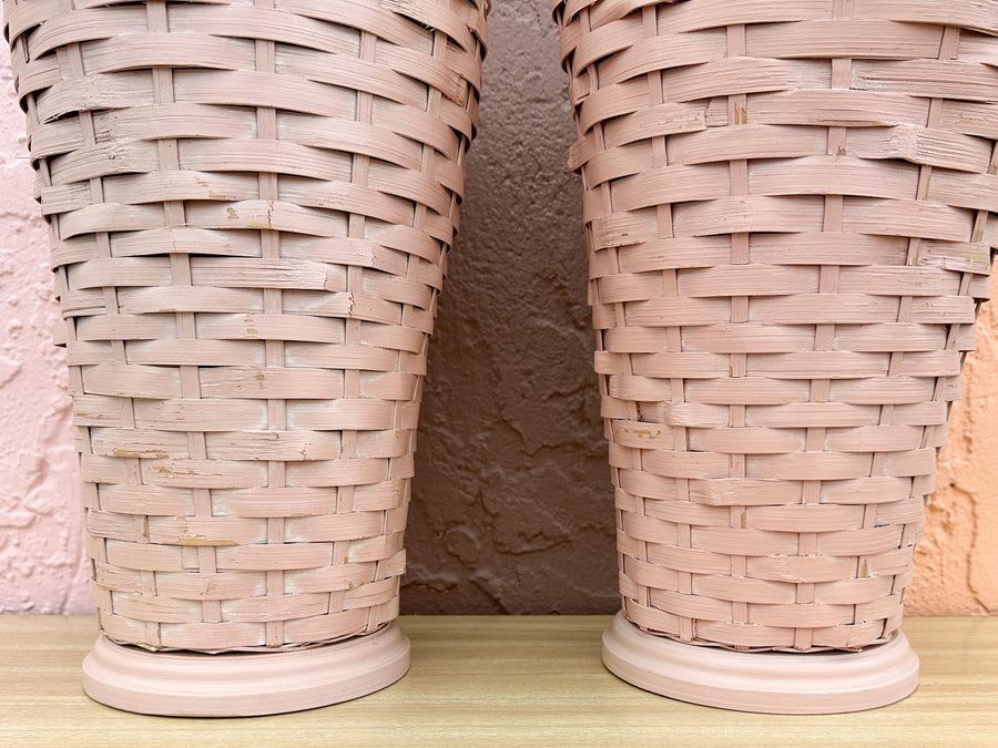 Pair of Pink Sands Basket Lamps