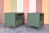 Pair of Modern Painted Linen Wrapped Nightstands