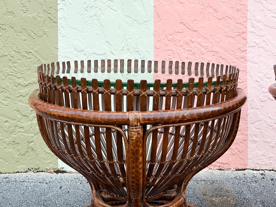 Pair of Island Chic Bamboo Side Tables