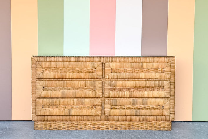 Coastal Cool Rattan Wrapped Dresser