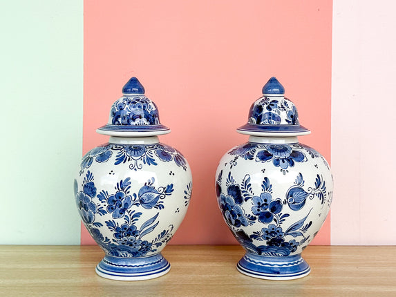 Pair of Blue and White Delft Ginger Jars