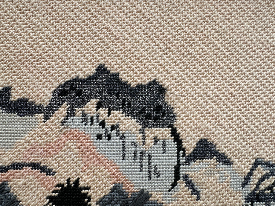 Chinoiserie Landscape Needlepoint Framed Art