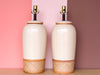 Pair of Rattan Wrapped Ceramic Lamps