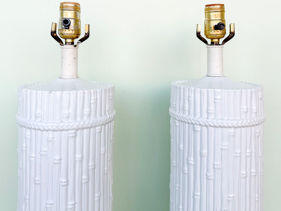 Pair of Faux Bamboo Column Lamps