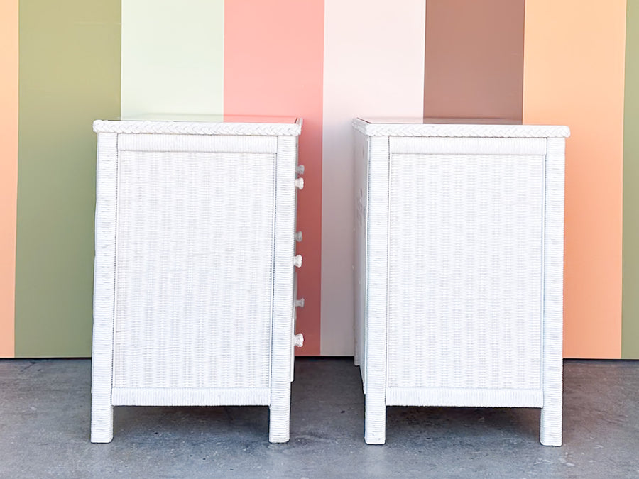 Pair of Henry Link Wicker Oversized Nightstands