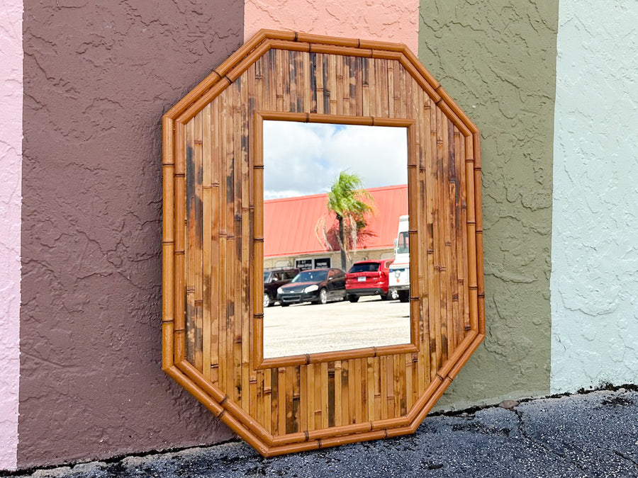 Split Bamboo Octagon Mirror