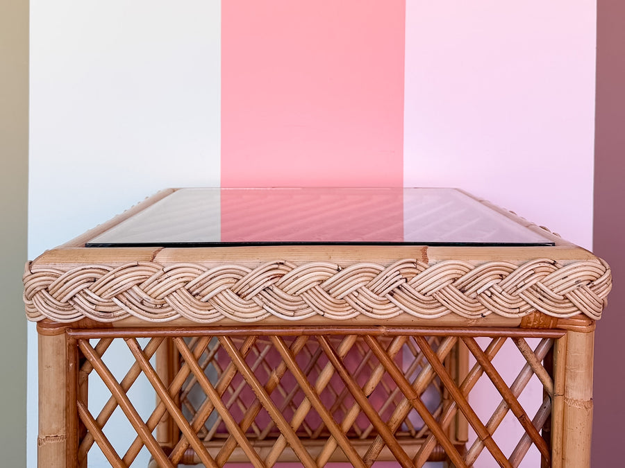Braided Rattan Side Table