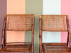 Set of Four Bamboo and Cane Folding Chairs