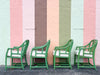 Set of Four Green Ficks Reed Rattan and Cane Chairs
