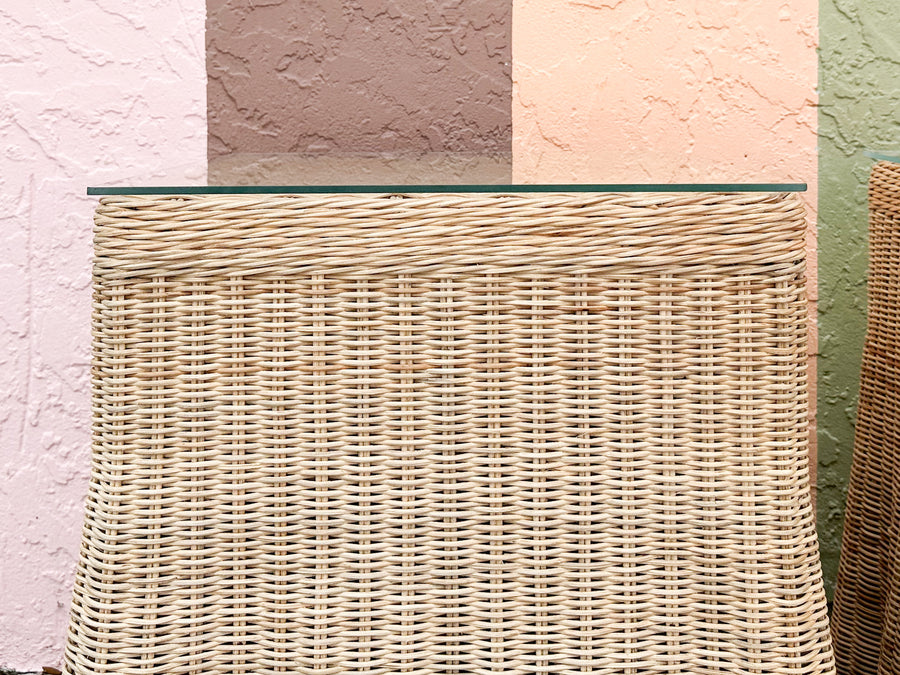 Pair of Modern Draped Wicker Side Tables