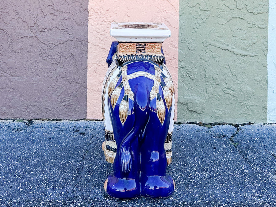 Royal Blue Trunks Up Elephant Garden Seat