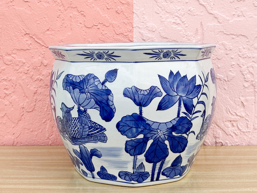 Pair of Blue and White Cachepots