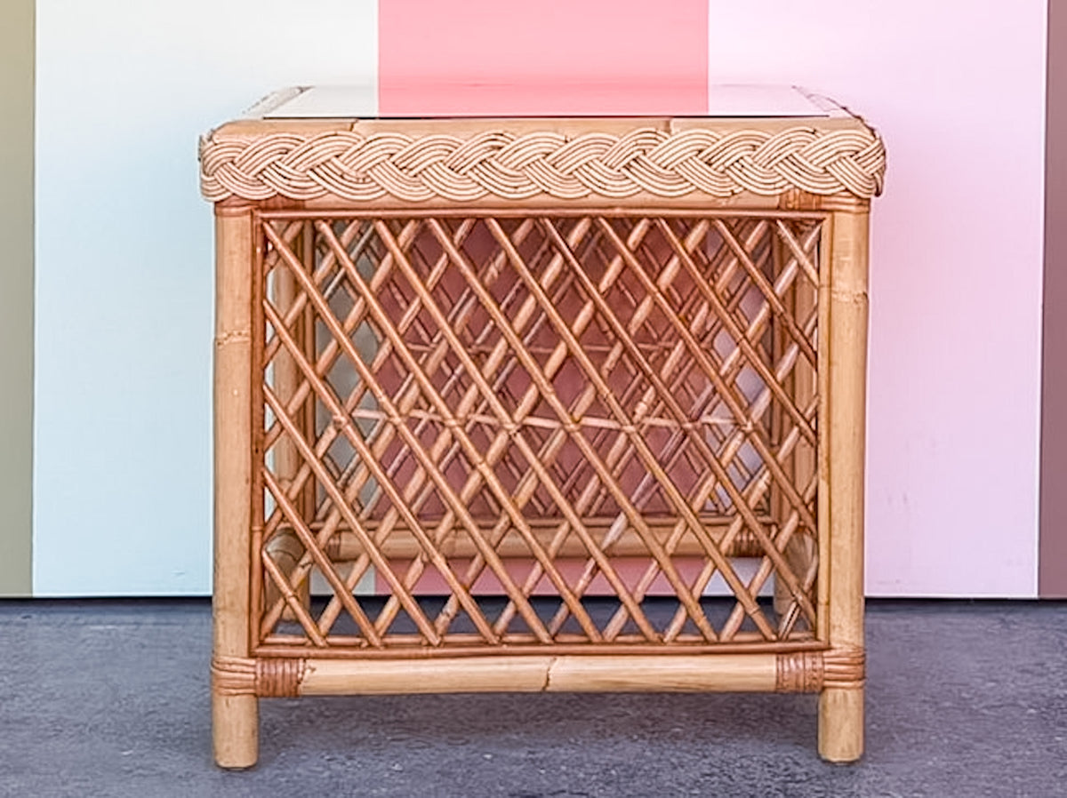Braided Rattan Side Table