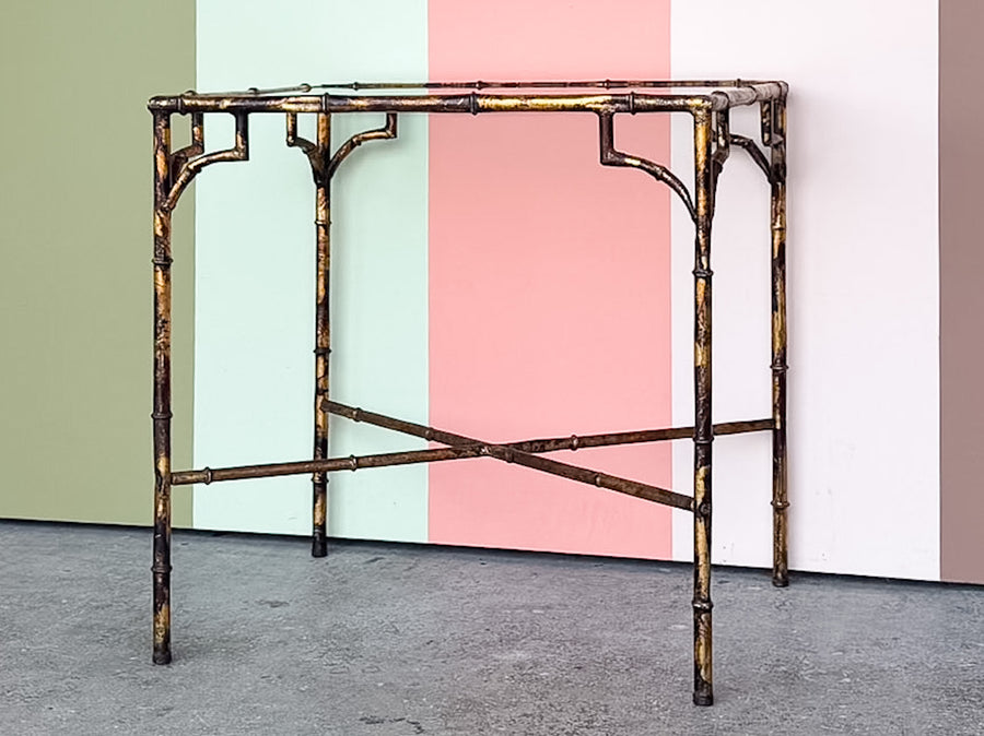 Gilt Faux Bamboo Fretwork Side Table