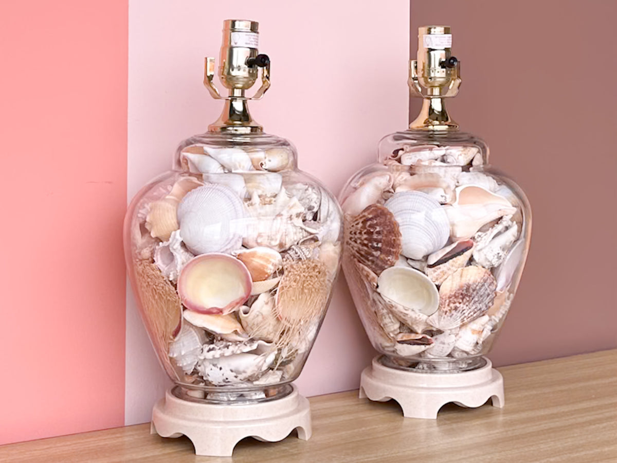 Pair of Petite Shell Ginger Jar Lamps