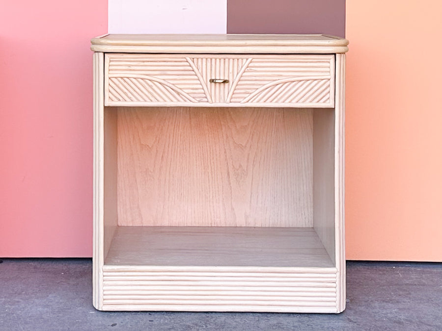 Pair of Sweet Pencil Reed Rattan Nightstands