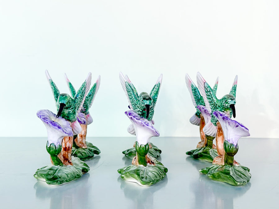 Set of Six Fitz and Floyd Hummingbird Napkin Rings