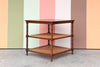 Wood and Cane Faux Bamboo Square Side Table