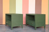 Pair of Modern Painted Linen Wrapped Nightstands